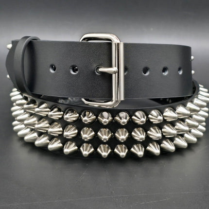 BT153  UK77 TALL CONE STUDDED FUNK LOGO SNAP LEATHER BELT * BEST SELLER