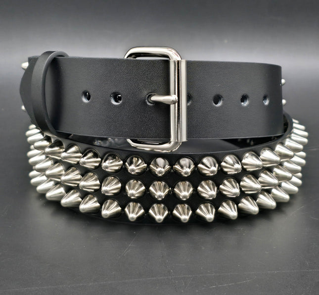 BT153  UK77 TALL CONE STUDDED FUNK LOGO SNAP LEATHER BELT * BEST SELLER
