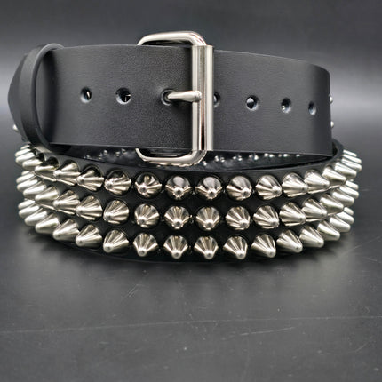 BT153  UK77 TALL CONE STUDDED FUNK LOGO SNAP LEATHER BELT * BEST SELLER