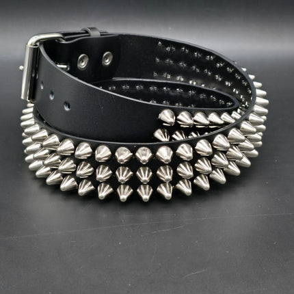 BT153  UK77 TALL CONE STUDDED FUNK LOGO SNAP LEATHER BELT * BEST SELLER