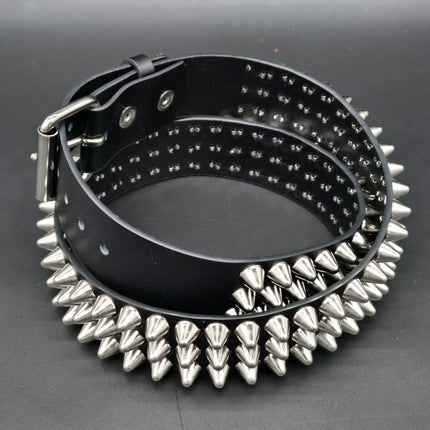 BT153  UK77 TALL CONE STUDDED FUNK LOGO SNAP LEATHER BELT * BEST SELLER