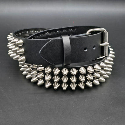BT153  BRITISH CONE TALL UK77 STUDDED GENUINE LEATHER BELT