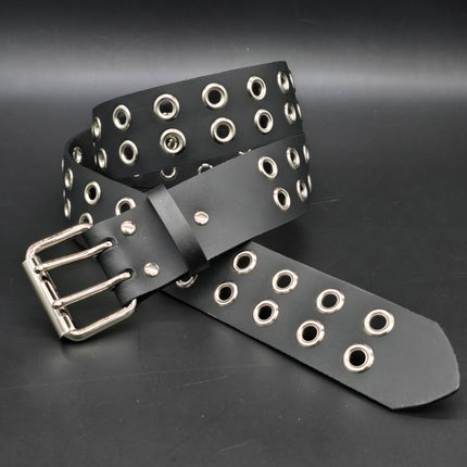 BT145US  FULL GRAIN GRADE A  LEATHER 2 ROW GROMMET EYELET BELT