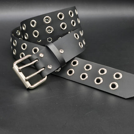 BT145US  FULL GRAIN GRADE A  LEATHER 2 ROW GROMMET EYELET BELT