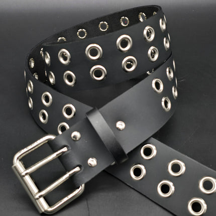 BT145US  FULL GRAIN GRADE A  LEATHER 2 ROW GROMMET EYELET BELT