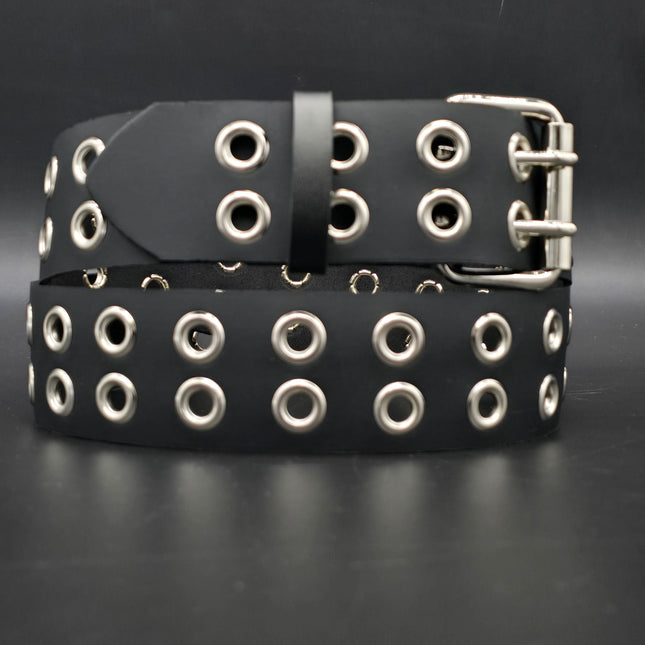 BT145 2 ROW GROMMET EYELET BELT GEUINE LEATHER