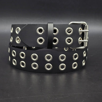 BT145US  FULL GRAIN GRADE A  LEATHER 2 ROW GROMMET EYELET BELT