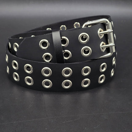 BT145US  FULL GRAIN GRADE A  LEATHER 2 ROW GROMMET EYELET BELT