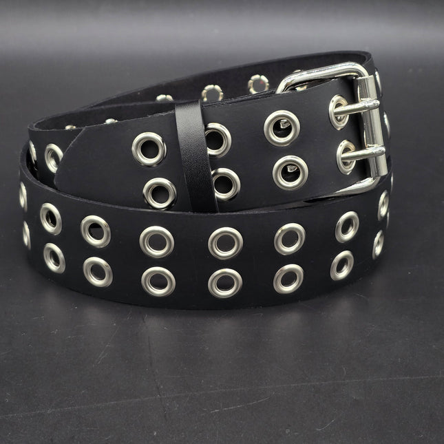 BT145 2 ROW GROMMET EYELET BELT GEUINE LEATHER