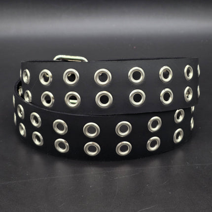 BT145US  FULL GRAIN GRADE A  LEATHER 2 ROW GROMMET EYELET BELT