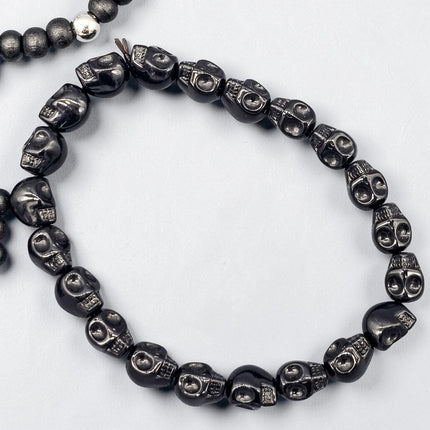 FB3248  3PC SET SKULL BEADS  STRETCH BRACELET