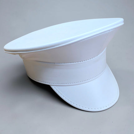 HT200M-WHITE  PLAIN MATT WHITE VEGAN CAPTAIN HAT