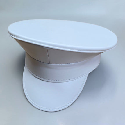 HT200M-WHITE  PLAIN MATT WHITE VEGAN CAPTAIN HAT