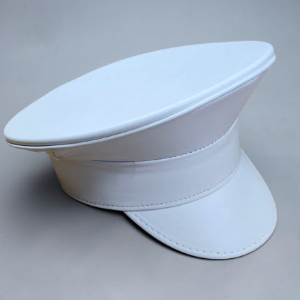 HT200M-WHITE  PLAIN MATT WHITE VEGAN CAPTAIN HAT