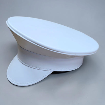 HT200M-WHITE  PLAIN MATT WHITE VEGAN CAPTAIN HAT