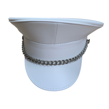 HT255M-WHITE  REGULAR CHAIN MATT WHITE VEGAN CAPTAIN HAT