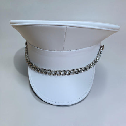 HT255M-WHITE  REGULAR CHAIN MATT WHITE VEGAN CAPTAIN HAT