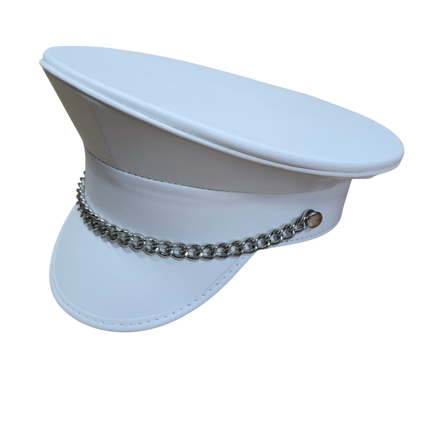 HT255M-WHITE  REGULAR CHAIN MATT WHITE VEGAN CAPTAIN HAT