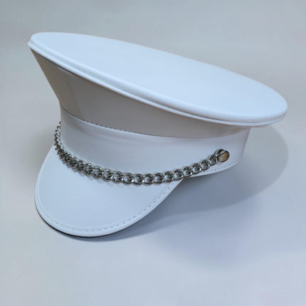 HT255M-WHITE  REGULAR CHAIN MATT WHITE VEGAN CAPTAIN HAT