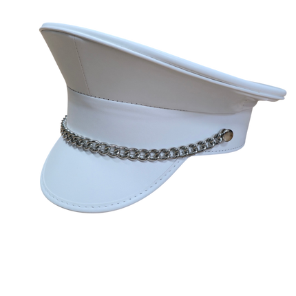 HT255M-WHITE  REGULAR CHAIN MATT WHITE VEGAN CAPTAIN HAT