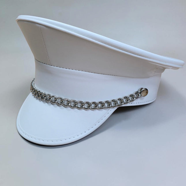HT255M-WHITE  REGULAR CHAIN MATT WHITE VEGAN CAPTAIN HAT