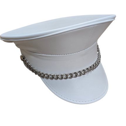 HT255M-WHITE  REGULAR CHAIN MATT WHITE VEGAN CAPTAIN HAT