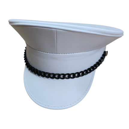 HT255M-WHITE  REGULAR CHAIN MATT WHITE VEGAN CAPTAIN HAT
