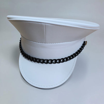 HT255M-WHITE  REGULAR CHAIN MATT WHITE VEGAN CAPTAIN HAT