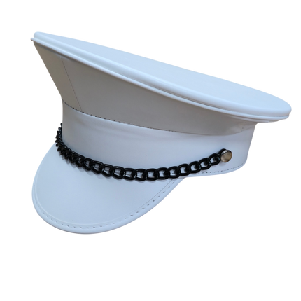 HT255M-WHITE  REGULAR CHAIN MATT WHITE VEGAN CAPTAIN HAT