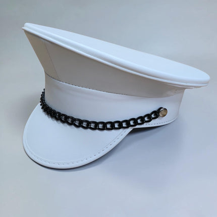 HT255M-WHITE  REGULAR CHAIN MATT WHITE VEGAN CAPTAIN HAT