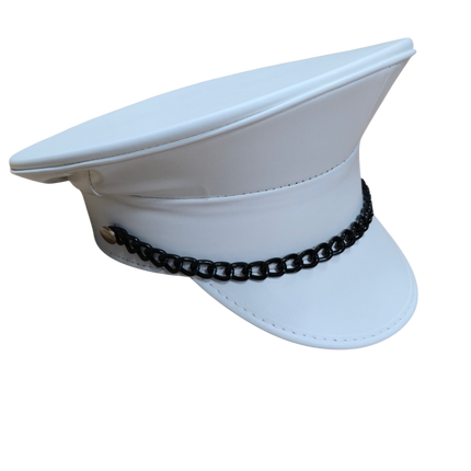 HT255M-WHITE  REGULAR CHAIN MATT WHITE VEGAN CAPTAIN HAT