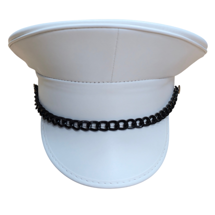 HT255M-WHITE  REGULAR CHAIN MATT WHITE VEGAN CAPTAIN HAT