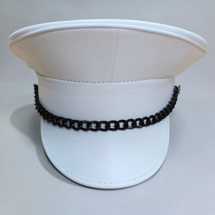 HT255M-WHITE  REGULAR CHAIN MATT WHITE VEGAN CAPTAIN HAT