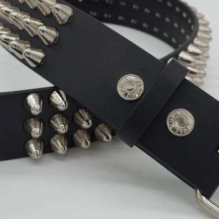 BT153  UK77 TALL CONE STUDDED FUNK LOGO SNAP LEATHER BELT * BEST SELLER