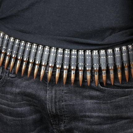 M16 NICKEL SHELL -COPPER TIPS  LINKED BULLET BELT