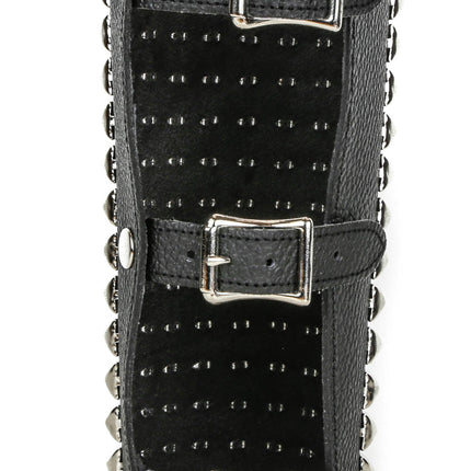 ARM162 LEATHER  1/2" PYRAMID  STUD 15 ROW 9" LONG GAUNTLET
