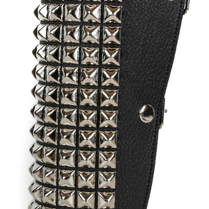 ARM162 LEATHER  1/2" PYRAMID  STUD 15 ROW 9" LONG GAUNTLET