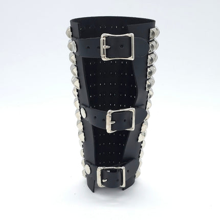 ARM162 LEATHER  1/2" PYRAMID  STUD 15 ROW 9" LONG GAUNTLET