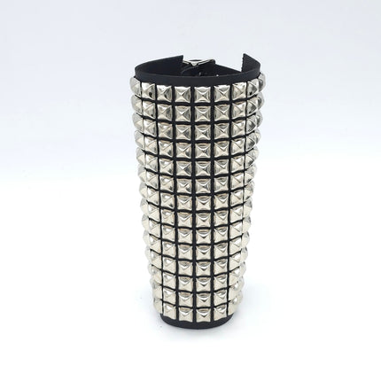 ARM162 LEATHER  1/2" PYRAMID  STUD 15 ROW 9" LONG GAUNTLET