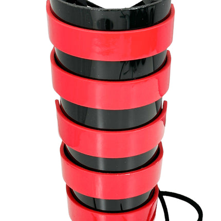ARM178VN-BLK-RED  LACED GAINTLET  VINYL PVC