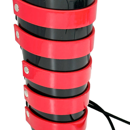 ARM178VN-BLK-RED  LACED GAINTLET  VINYL PVC