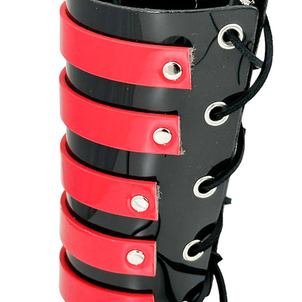 ARM178VN-BLK-RED  LACED GAINTLET  VINYL PVC