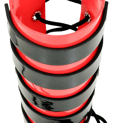 ARM178VN-RED-BLK  LACED GAINTLET  VINYL PVC