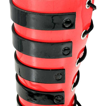 ARM178VN-RED-BLK  LACED GAINTLET  VINYL PVC