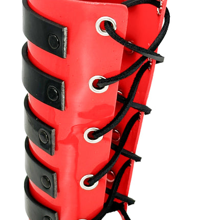 ARM178VN-RED-BLK  LACED GAINTLET  VINYL PVC