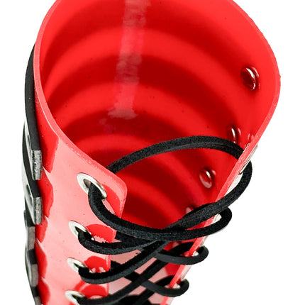ARM178VN-RED-BLK  LACED GAINTLET  VINYL PVC