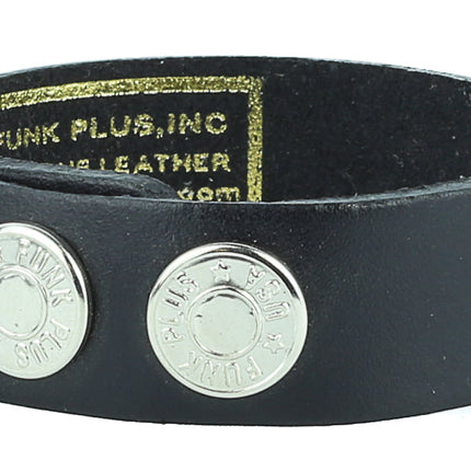 BC100 PLAIN BRACELET GENUINE BLACK LEATHER CUFF SNAPPED BRACELET