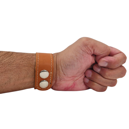 BC100BROWN  GENUINE LEATHER  CUFF SNAPPED BRACELET