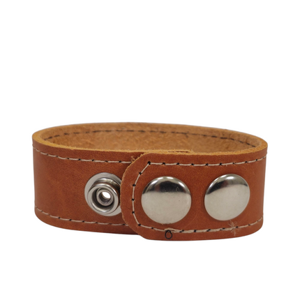 BC100BROWN  GENUINE LEATHER  CUFF SNAPPED BRACELET