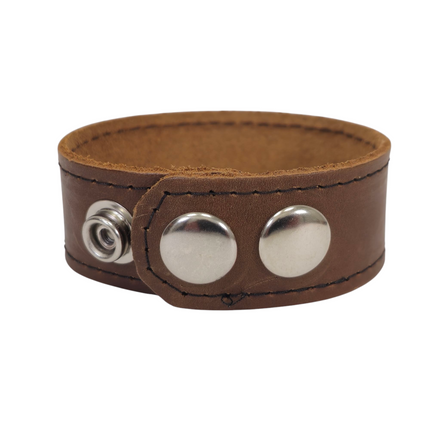 BC100BROWN  GENUINE LEATHER  CUFF SNAPPED BRACELET